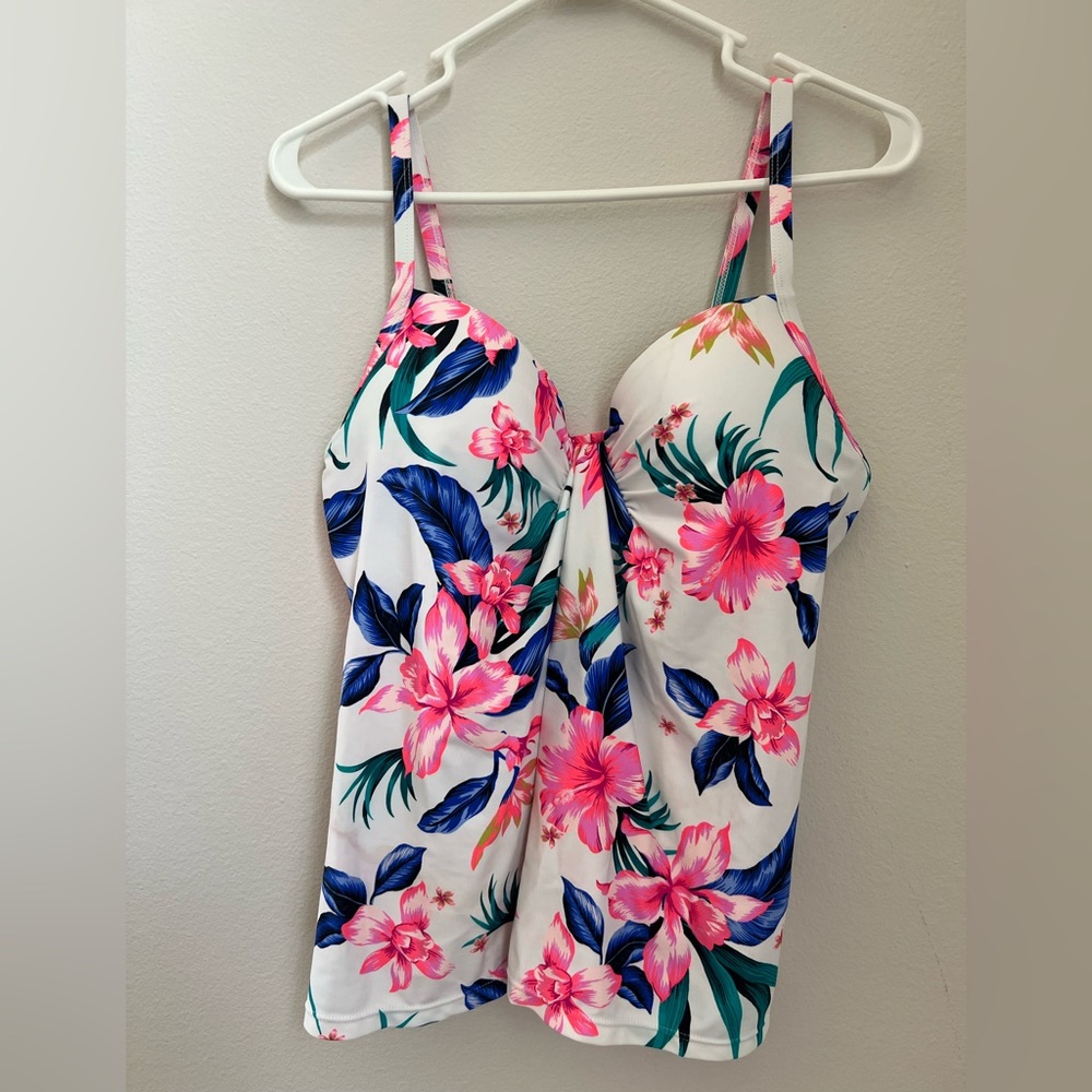 Island Escape Swimsuit with Pink and Blue Floral Design